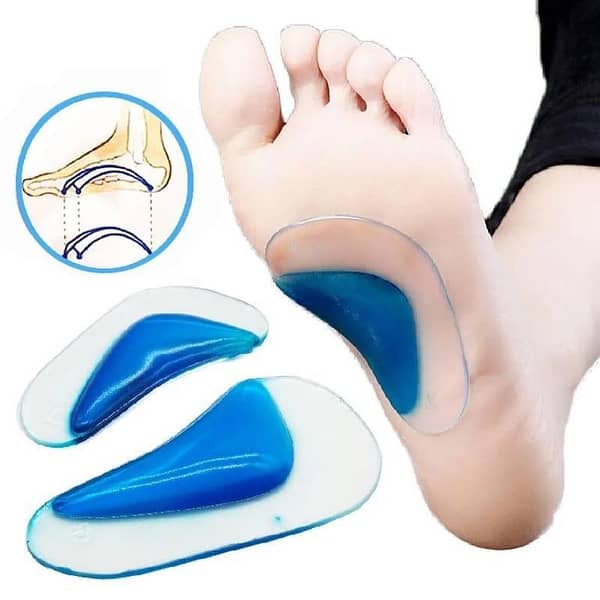 1 Pair, Dr. Foot Plantar Fasciitis Arch Support Silicone Shoe Insoles. Orthotic Insole Thicken Gel Arch Pads for Flat Feet - Self-Adhesive Arch Cushions Inserts for Men and Women