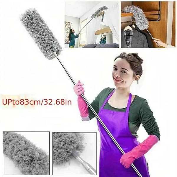 Extendable Microfiber Duster with 100-Inch Flexible Pole for Easy Cleaning of Fans, High Ceilings, Blinds, Furniture, and Cars