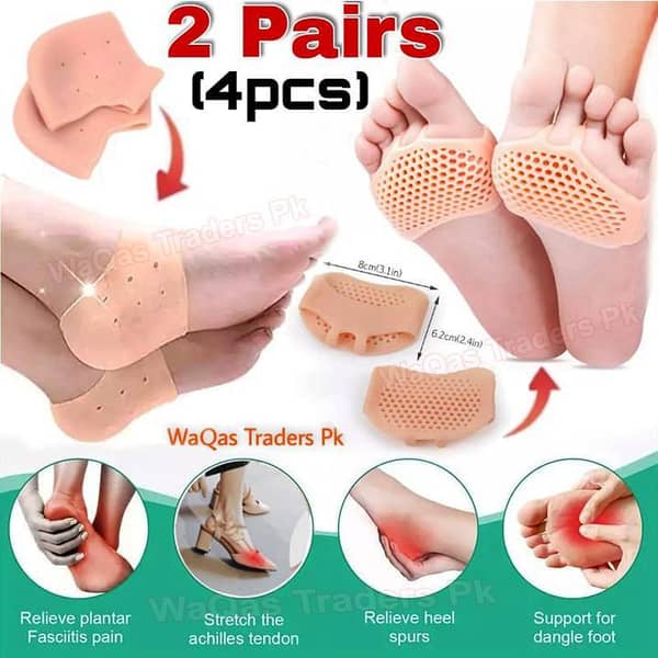 Silicone Honeycomb Foot Pads, Moisturizing Heel Crack Socks, Heel Cups & Plantar Fasciitis Inserts – Breathable Gel Heel Protectors for Men & Women