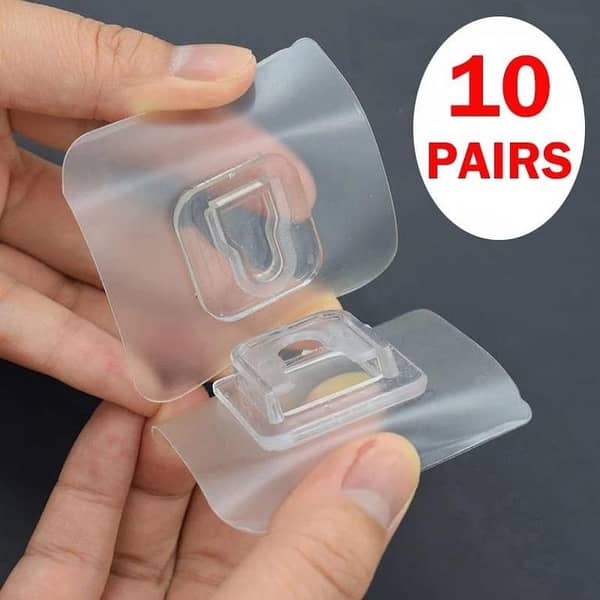 4/10 Pair Double-Sided Adhesive Wall Hooks with Suction Cup, Heavy-Duty Clear Hooks for Bathroom, Kitchen, Ceiling or Door (No Nails, Waterproof, Scratch-Free)