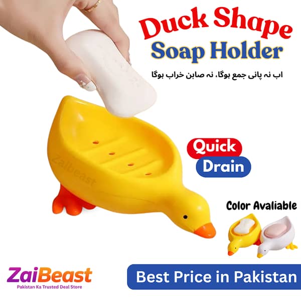 Duck Shape Ceramic Soap Holder with Tilted Drainage for Sink and Bathroom