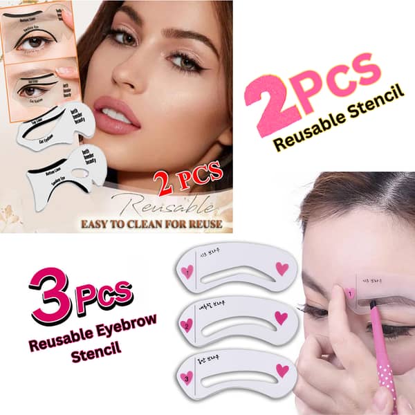 2Pcs Reusable Stencil Kits for Cat Eye and Smoky Eye DIY - Includes 3Pcs Eyebrow Stencil Set (Pakistan Price)