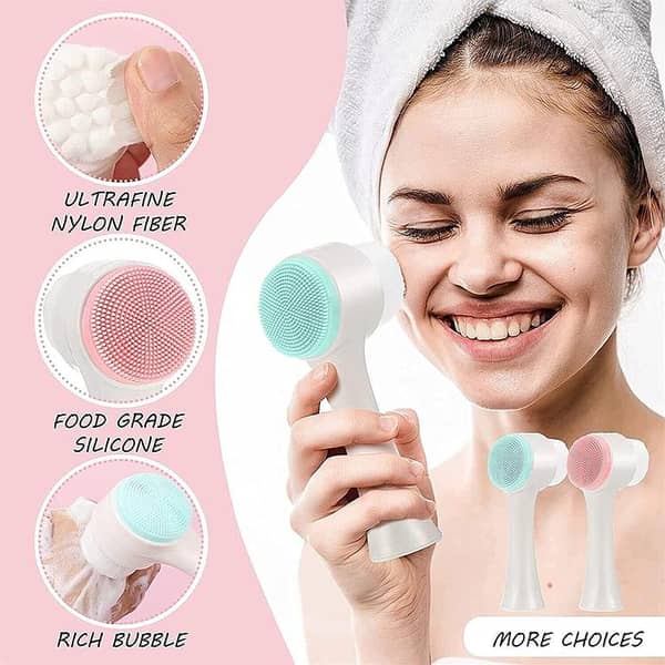 2 In 1 Face Cleansing Brush Silicone Double-Sided Facial Deep Cleaning Pore Cleaner Massage Skin Care Cleanser Blackhead Removal