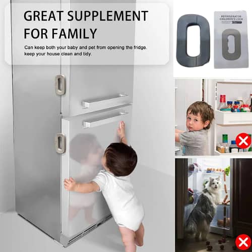 Fridge Lock Adhesive Self-Locking Refrigerator Door Lock with Double-Press Unlock, Premium Quality