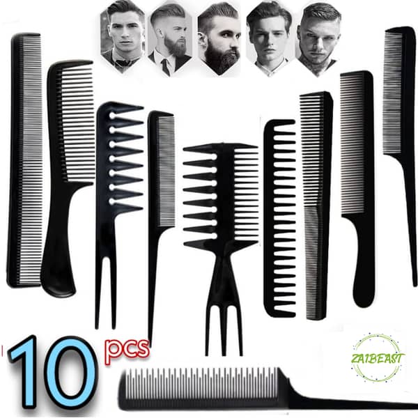 10Pcs/Set Professional Hairdressing Combs for Men and Women