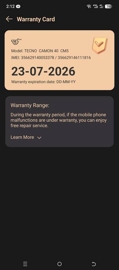 Tecno Camon 40 Lush Condition
