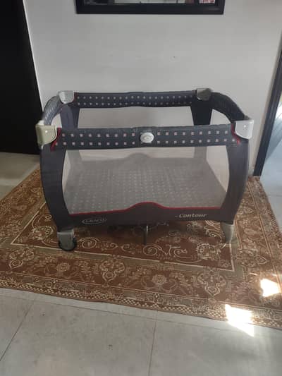 Baby Playpen / Portable Folding Baby Cot – Mesh Sides – Good Condition