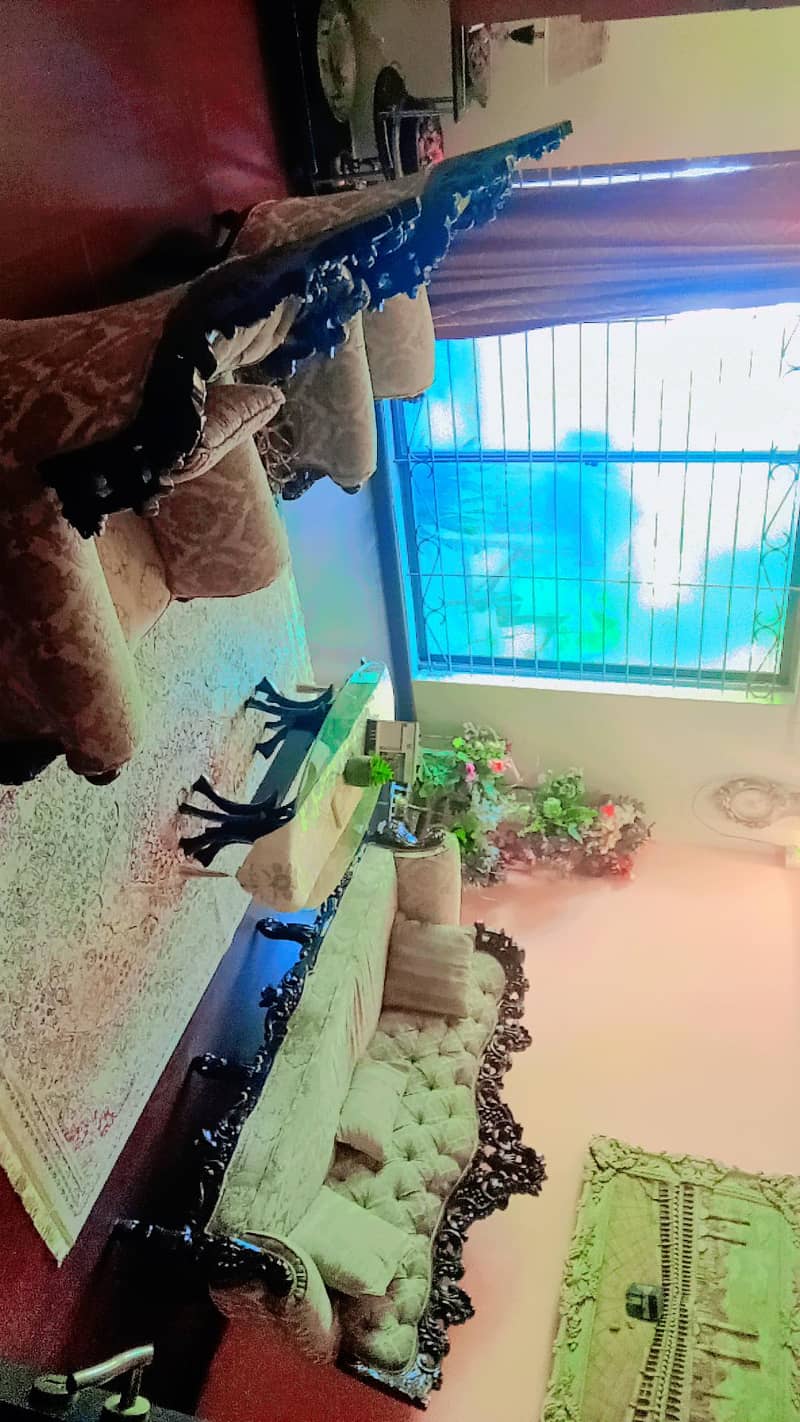 خالص شیشم کی لکڑی کا 5 سیٹر چنیوٹی صوفہ سیٹ بمعہ 2 میزیں (بہترین حالت) 0