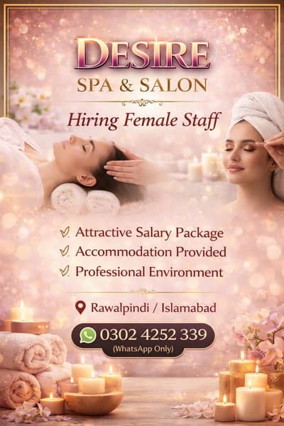 Required Female Staff for Saloon, Call Center and SPA