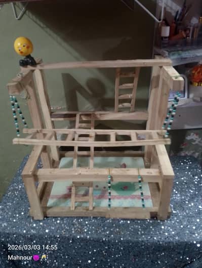 parrots wooden playground