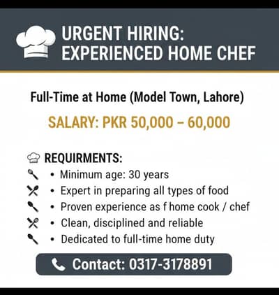 Urgent Hiring: Cook (Chef) || Cook Jobs || Home Cook Required