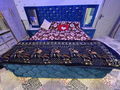 Elegant king size Modern velvet brass double bed stylish poshish made