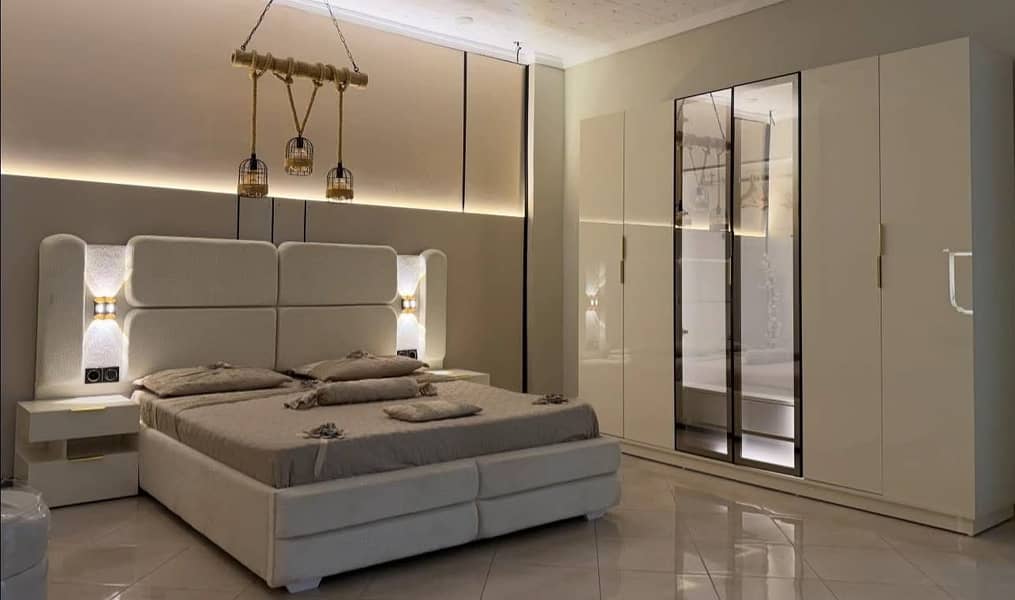 Luxury BED Set | Side Table | Dessing table | Cutomize Bed | Bed Table 12