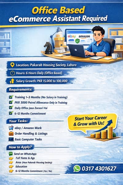 Office eCommerce Assistant | Lahore | Training & Growth