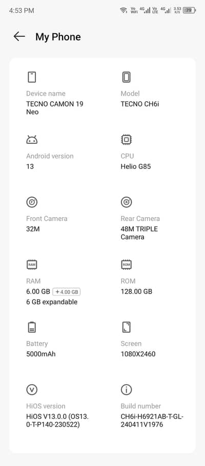 techno camon19 6/128