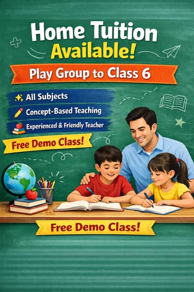 Experienced Tutor available for class 1 to 6 . Concept-based teaching