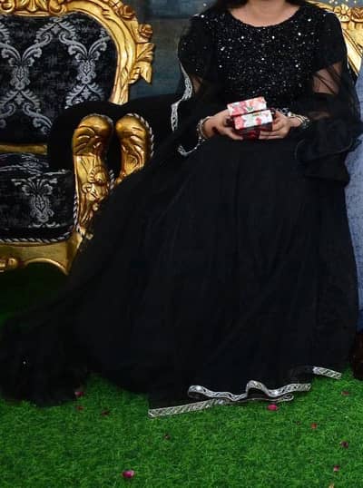 Black maxi with mirror work