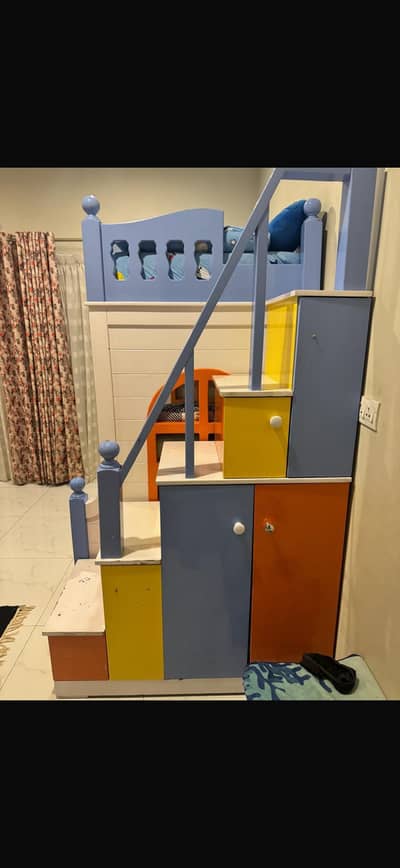 Kids bunk bed/triple bed,,,Study table with chairs