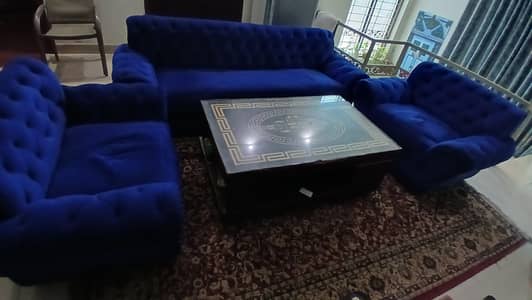 royal blue velvet sofa