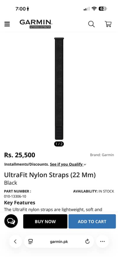 UltraFit Nylon Straps (22 Mm) Black