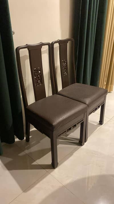 6 Seater Dark Mahogany Wood Design For Sale