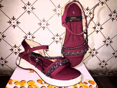 Eid style Maroon wedge sandals | brand new | comfortable walk | size39