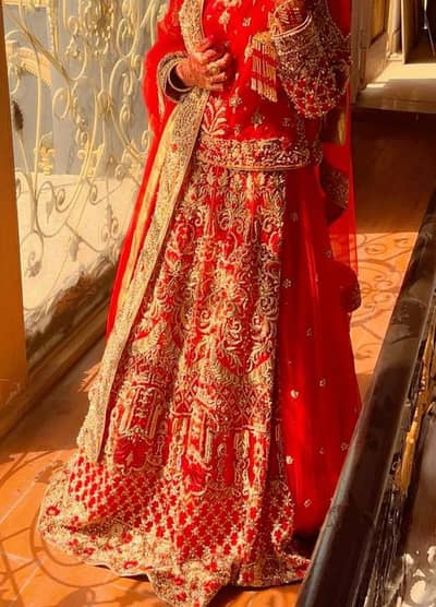 bridal lehnga red golden only one time use