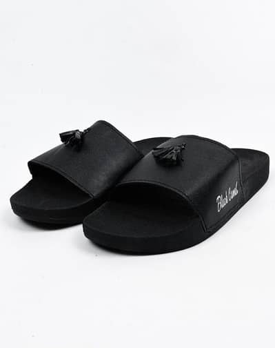 Black Camel Tassel Slippers for Men - Light Comfortable Footwear.
