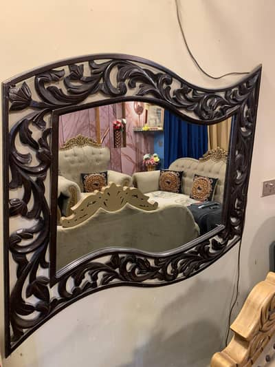 Spanish style mirror with wood frame height (4feet width 3.6 feet)