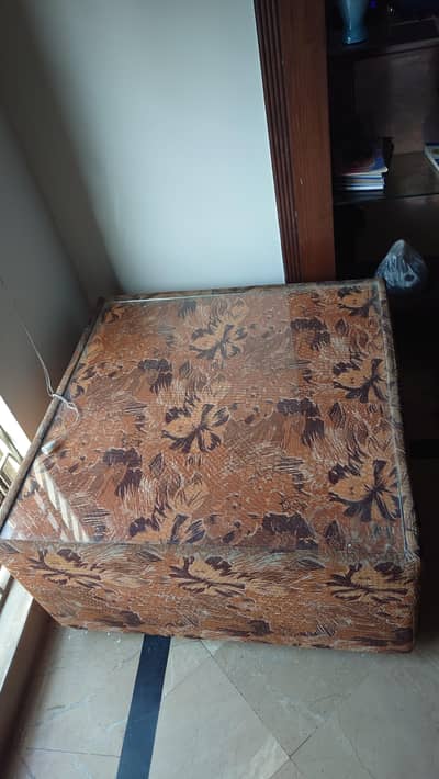 Glass Top Ottoman / Storage Box Table for Sale