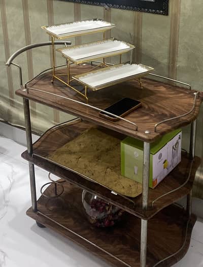 3 tiers marble tray with metal frame