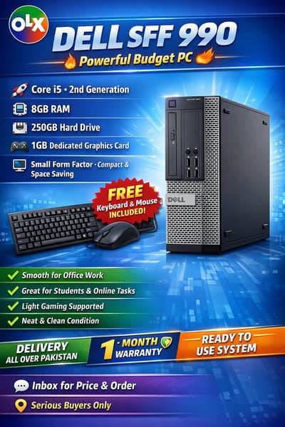  Dell SFF 990 Gaming PC – Free Keyboard & Mouse 