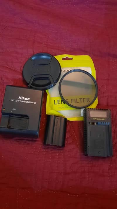nikon battery charger , display charger, filter 77mm,