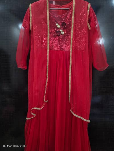 Red Beautiful Net Maxi with gown