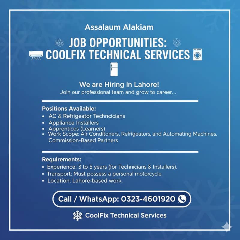 Need AC Technicians 1