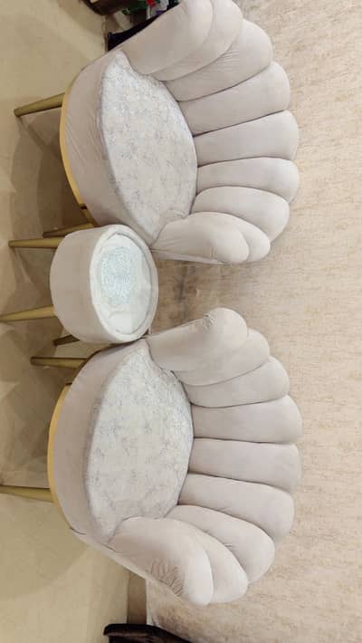 Modern Velvet 2 Chairs with Table Set