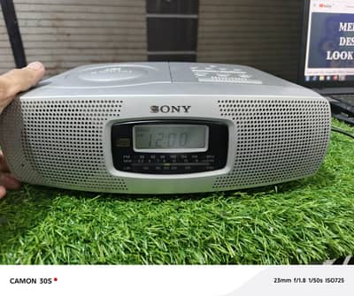 Sony ICF-820CD Vintage Style AM/FM Stereo Dual Alarm Clock Radio Cd UK