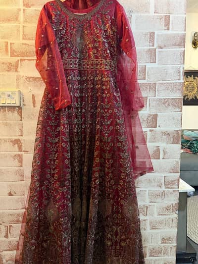 2 piece deep mahroon frok with duppata