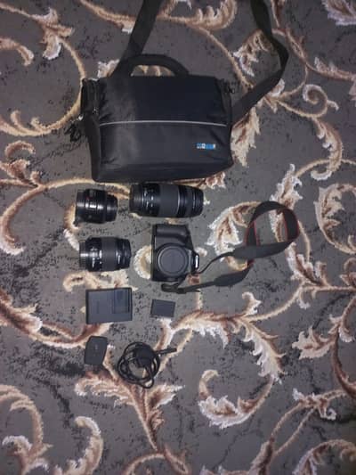 Canon EOS 250D With 3 Lenses, Carry Bag, Microphones And Tripod!