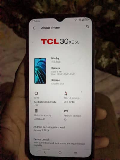 TCL xe 5g gaming device he pta approved hai smooth screen 120hz ke sat