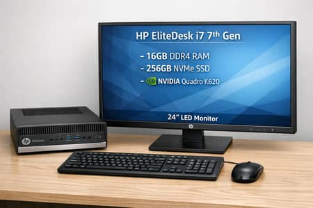 I7 7GEN| 16GB DDR Ram| 256 GB Nvme| 2GB GPU |24'Monitor Full Pc Setup