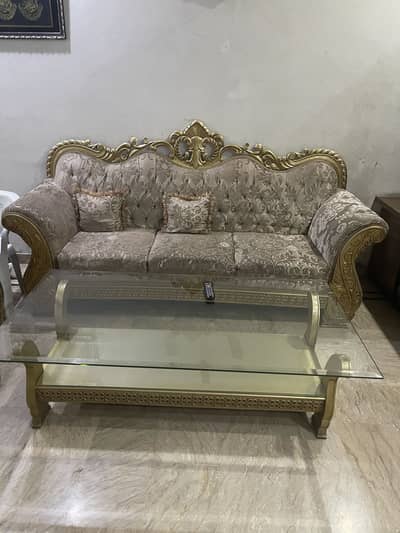 Big Size Deco Paint Drawing Room Center Table With Glass Top.