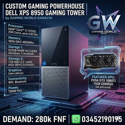 DELL XPS 8950 -Intel® Core™ i7-12700 16GB 512GB NVME GTX 1080TI 11GB