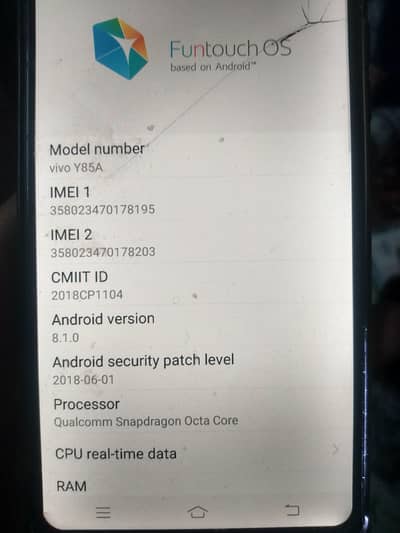 vivo y85a 4/64 pta approved