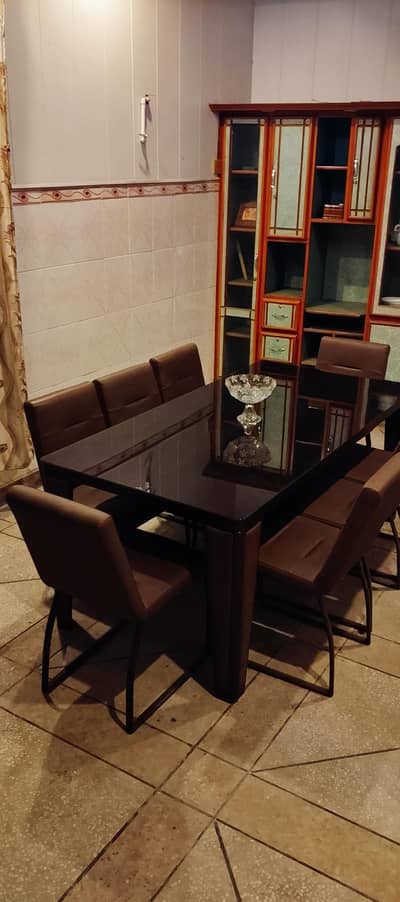 DINING ROOM SET 8 CHAIRS 1 TABLE TEMPERED GLASS
