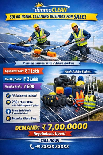 Running Solar panel cleaning Business for sale