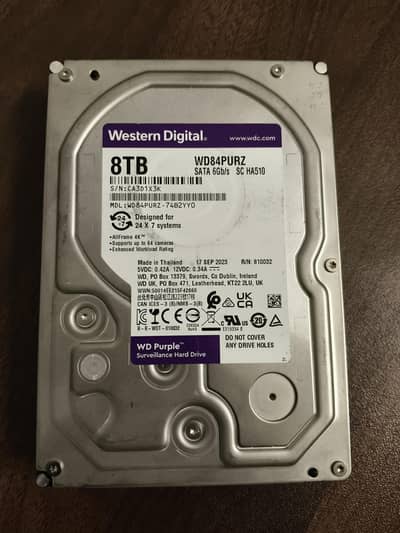 WD 8TB Surveillance HDD with 1 Year Warranty