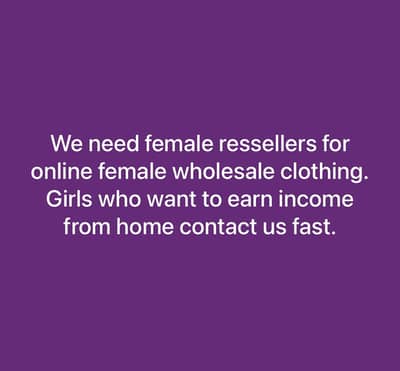 Need female ressellers for ladies suiting