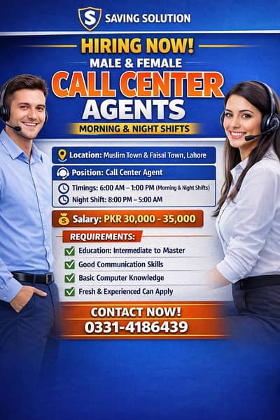Call Center Jobs in Lahore (Male & Female) – Morning & Night Shift –