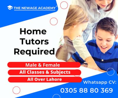 Male & Female Home Tutors Urgently Required in Lahore